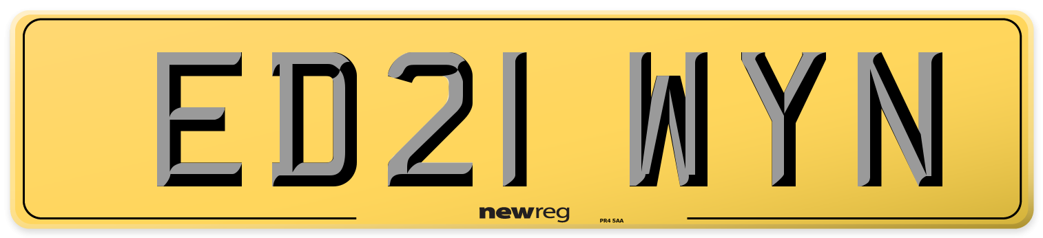 ED21 WYN Rear Number Plate