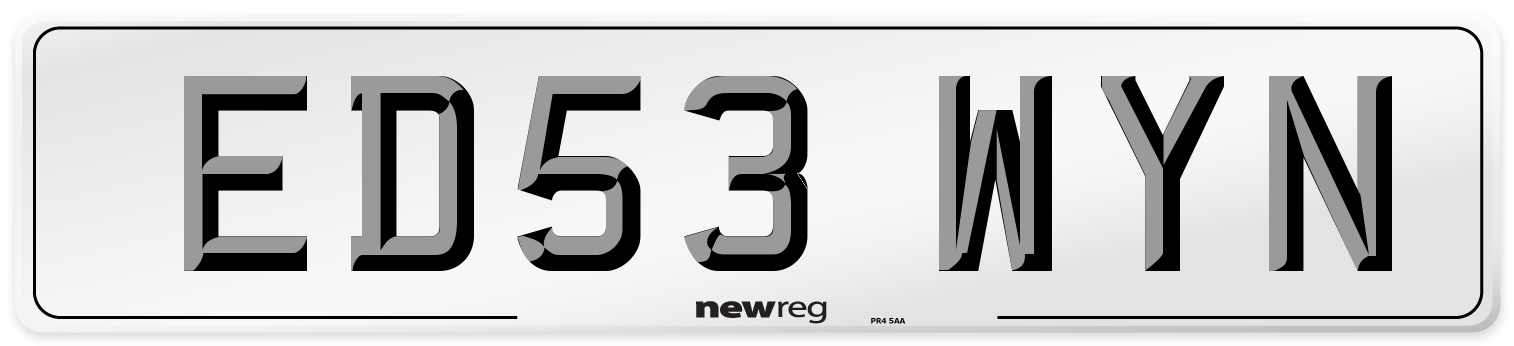 ED53 WYN Front Number Plate