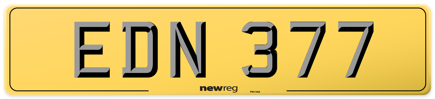 EDN 377 Rear Number Plate