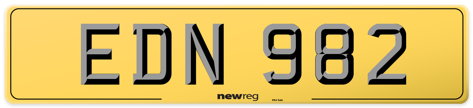 EDN 982 Rear Number Plate