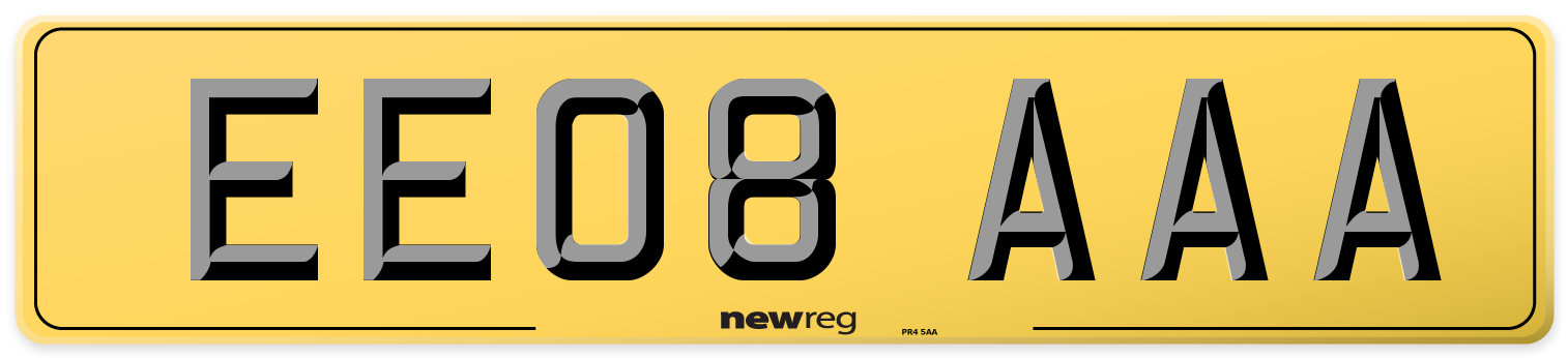 EE08 AAA Rear Number Plate