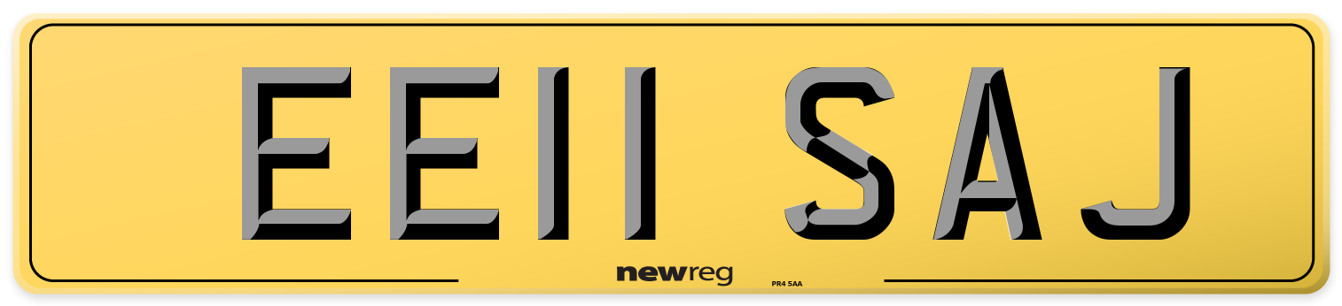 EE11 SAJ Rear Number Plate