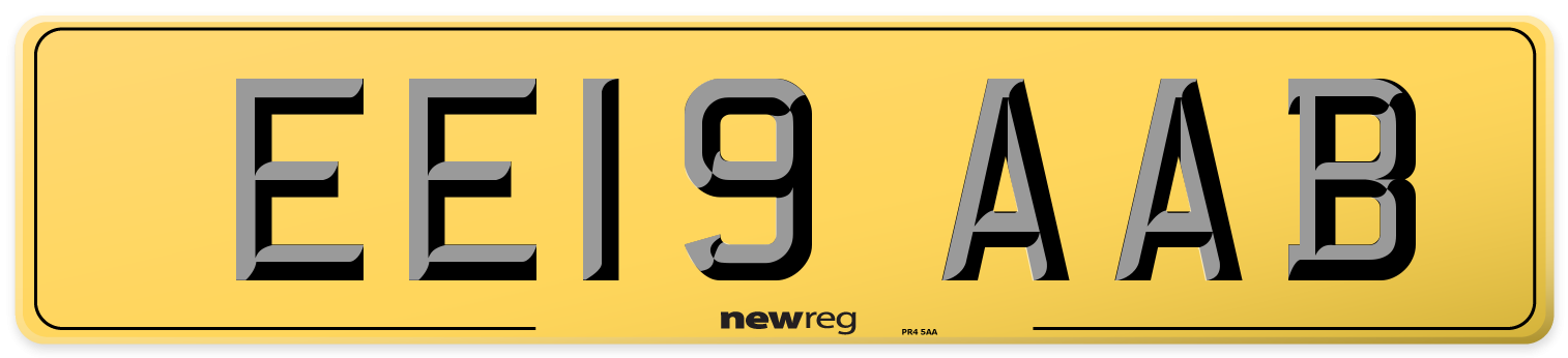 EE19 AAB Rear Number Plate