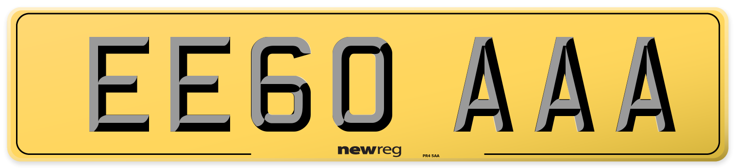 EE60 AAA Rear Number Plate