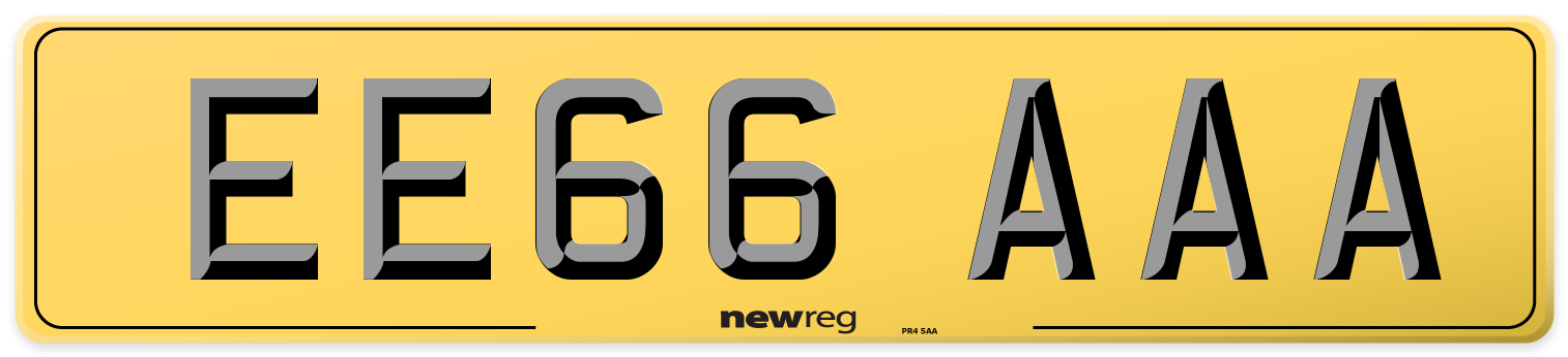 EE66 AAA Rear Number Plate