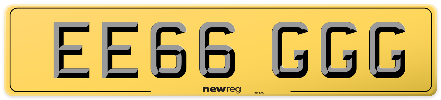 EE66 GGG Rear Number Plate