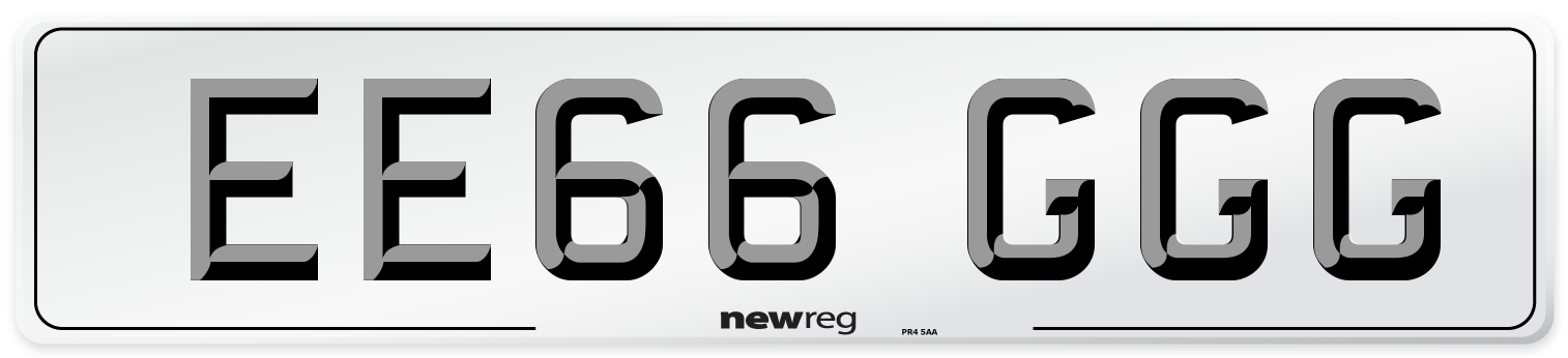 EE66 GGG Front Number Plate