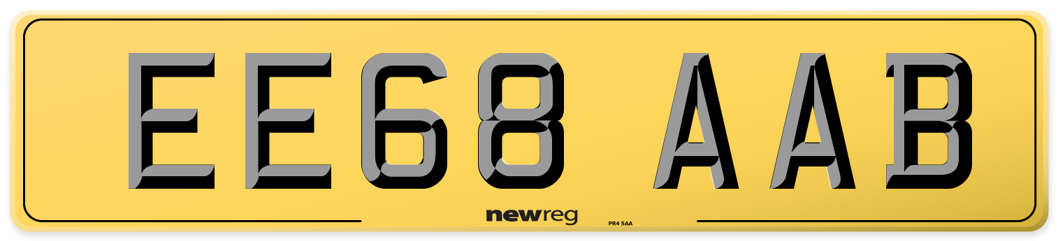 EE68 AAB Rear Number Plate