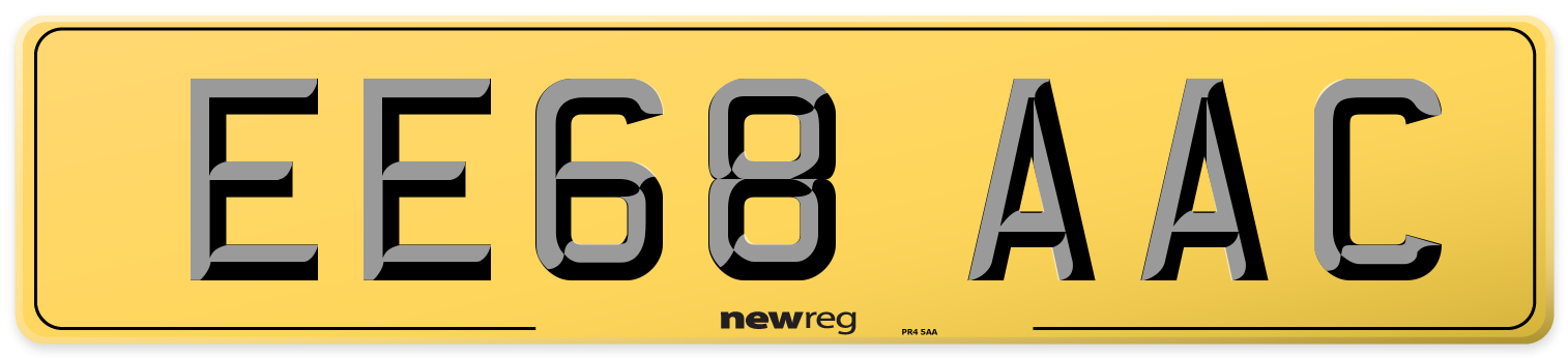 EE68 AAC Rear Number Plate