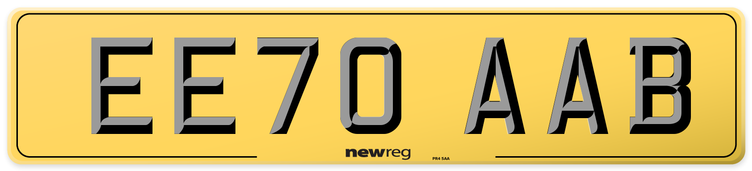 EE70 AAB Rear Number Plate