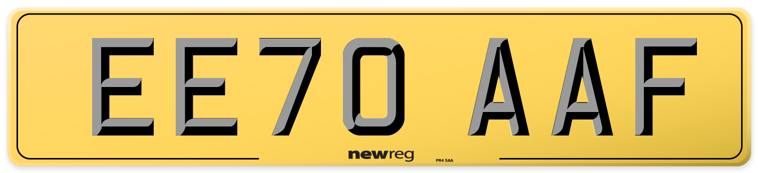 EE70 AAF Rear Number Plate