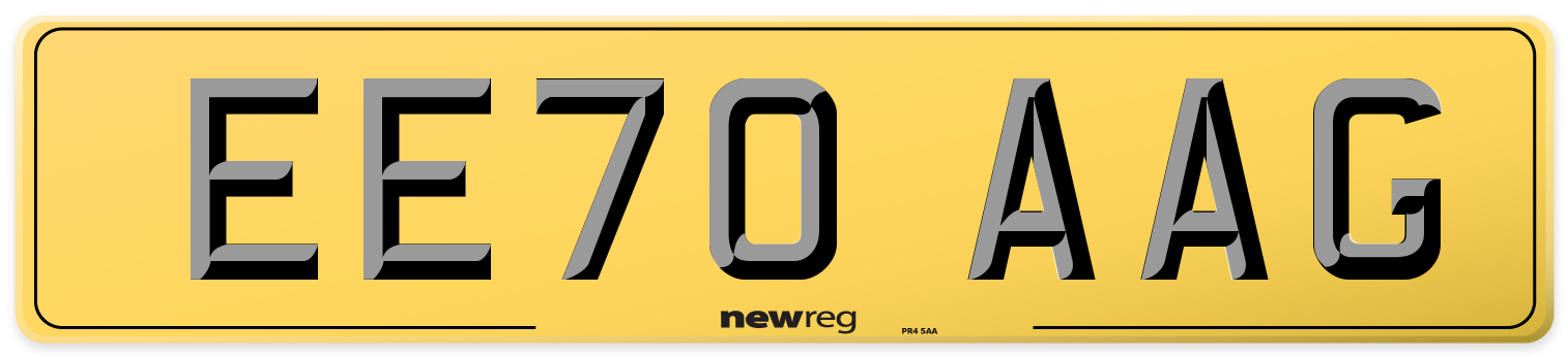 EE70 AAG Rear Number Plate