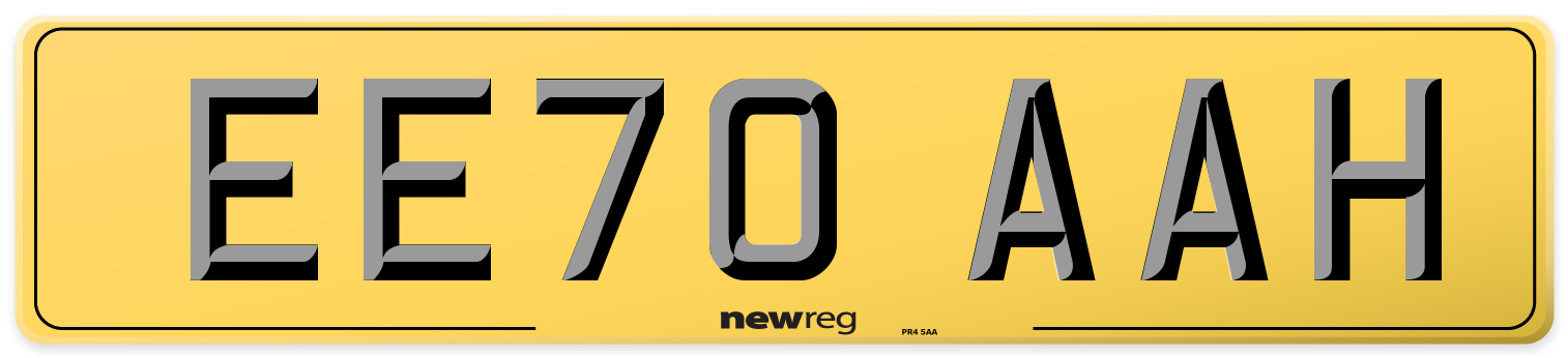 EE70 AAH Rear Number Plate