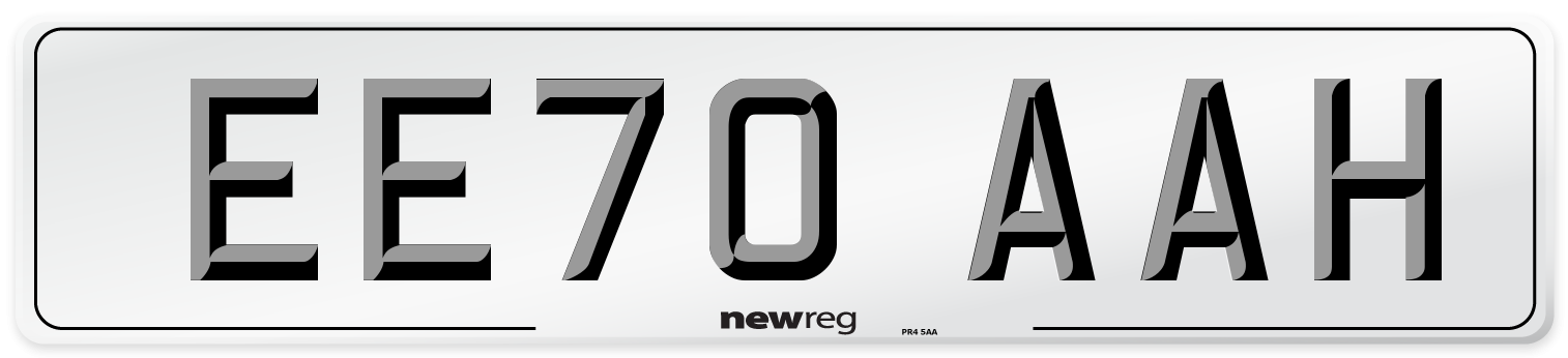 EE70 AAH Front Number Plate