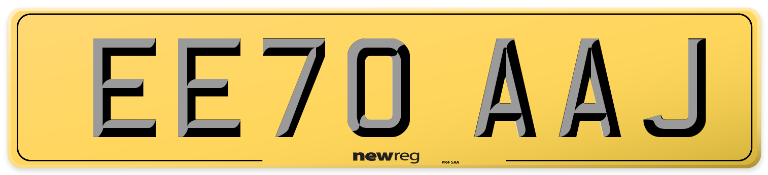 EE70 AAJ Rear Number Plate