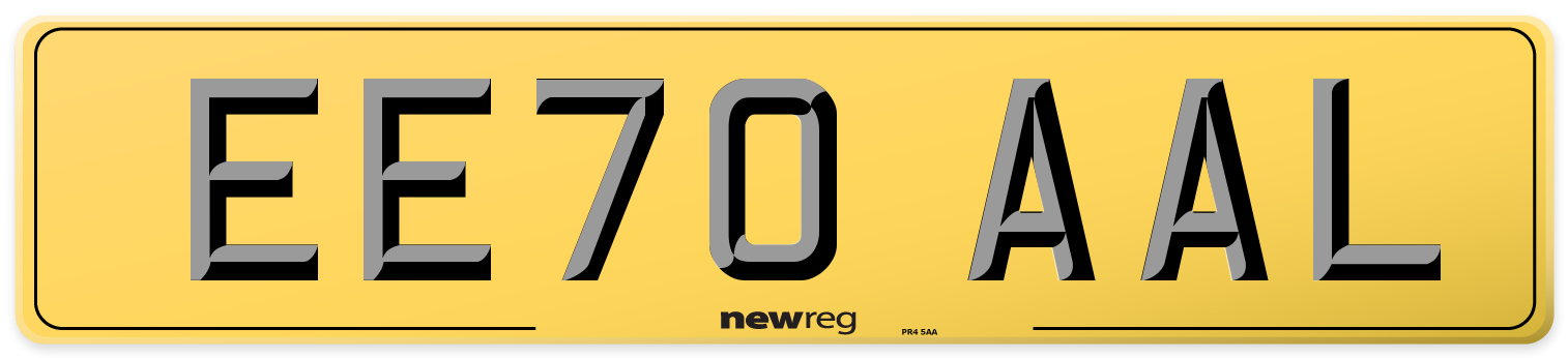 EE70 AAL Rear Number Plate