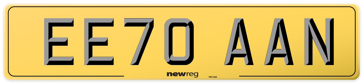 EE70 AAN Rear Number Plate