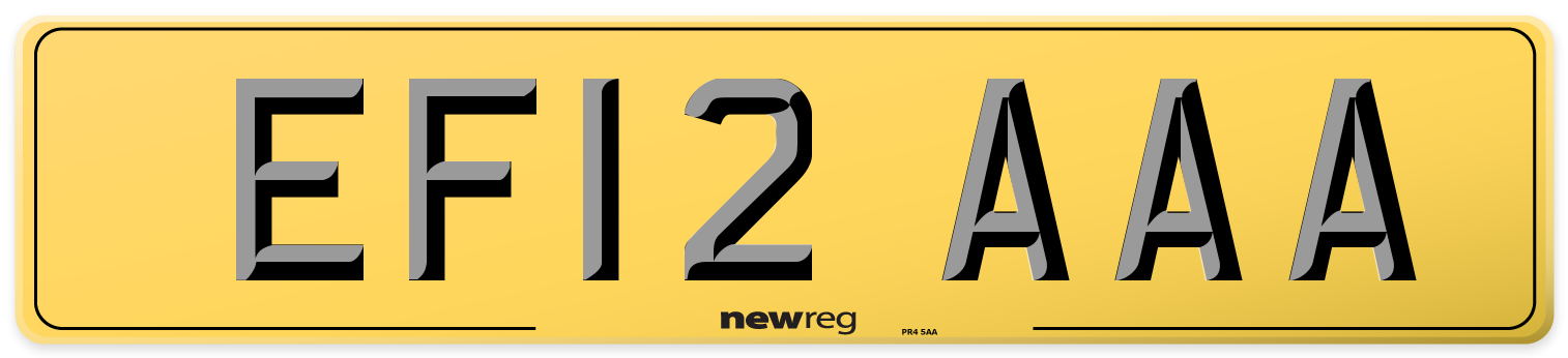 EF12 AAA Rear Number Plate