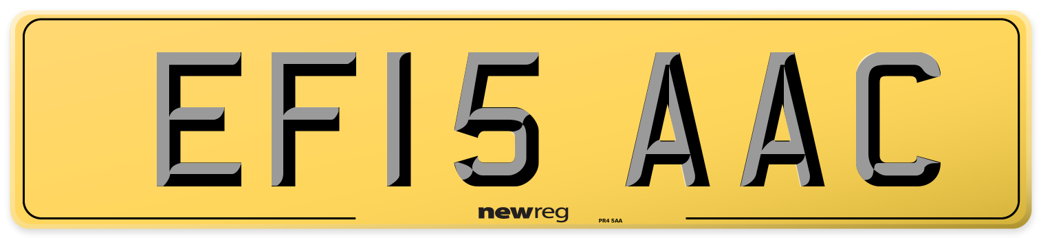 EF15 AAC Rear Number Plate