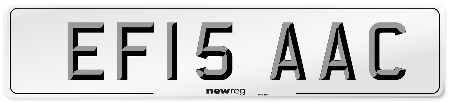 EF15 AAC Front Number Plate