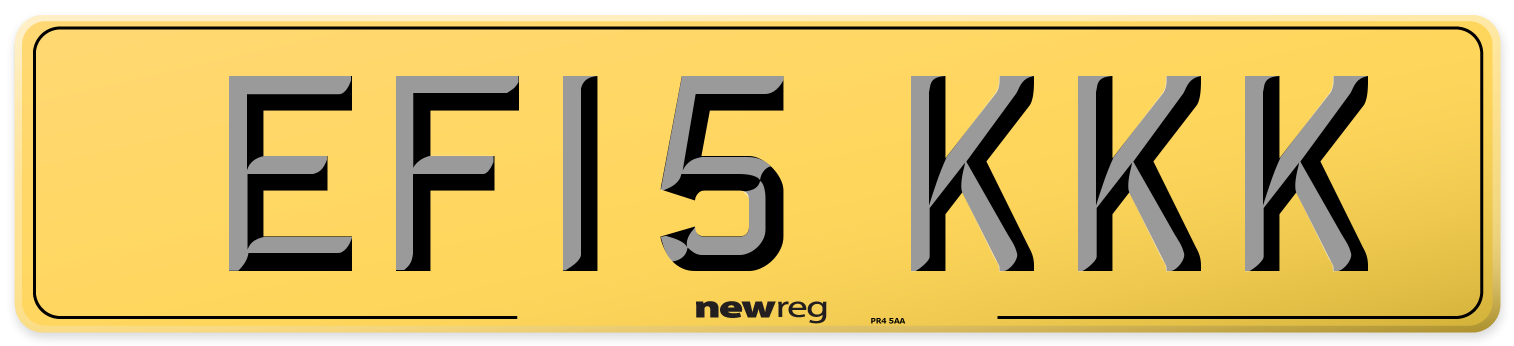 EF15 KKK Rear Number Plate