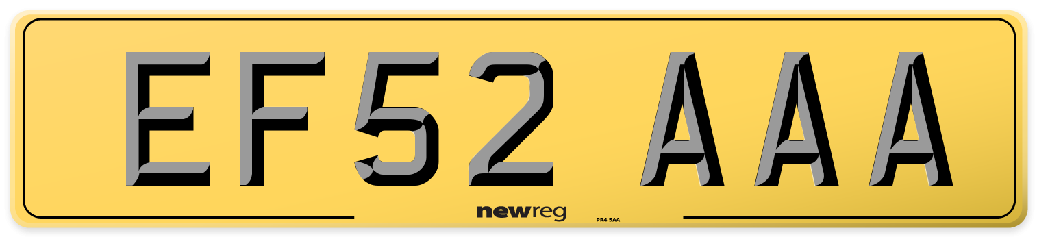 EF52 AAA Rear Number Plate