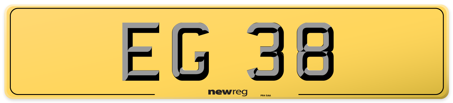 EG 38 Rear Number Plate