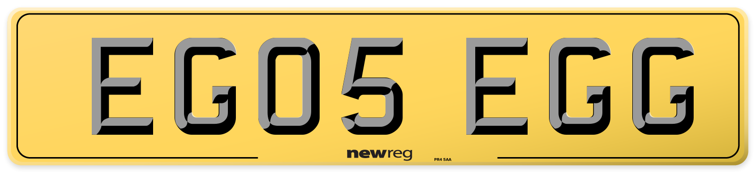 EG05 EGG Rear Number Plate