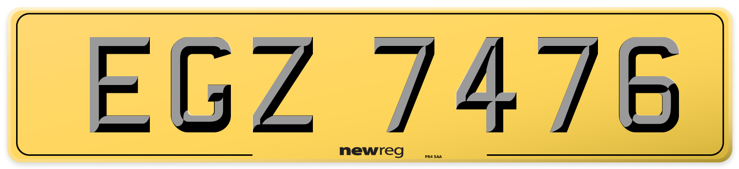 EGZ 7476 Rear Number Plate