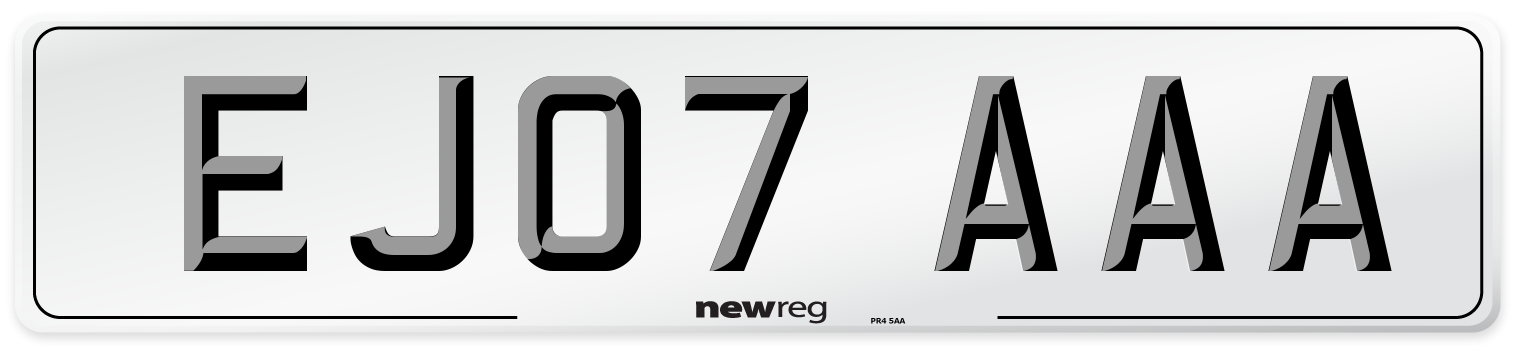 EJ07 AAA Front Number Plate