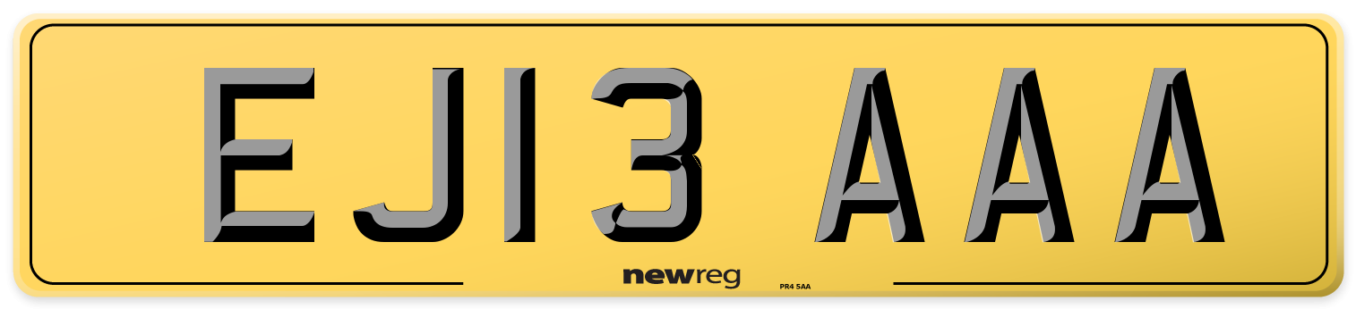 EJ13 AAA Rear Number Plate