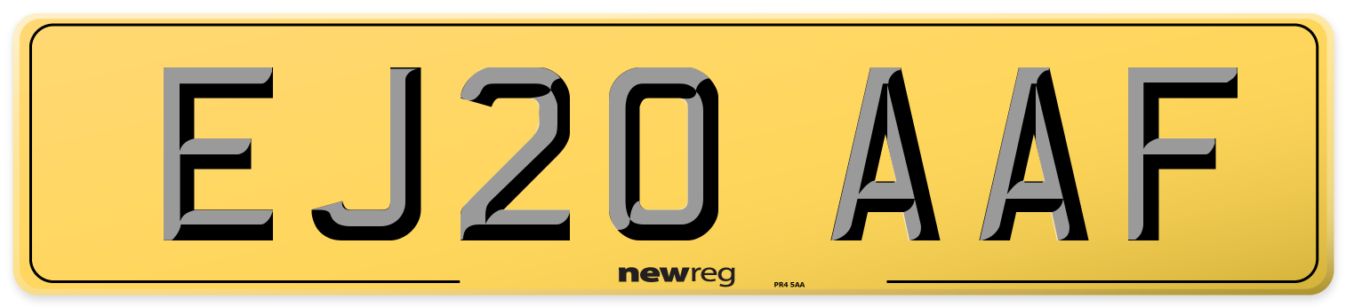 EJ20 AAF Rear Number Plate