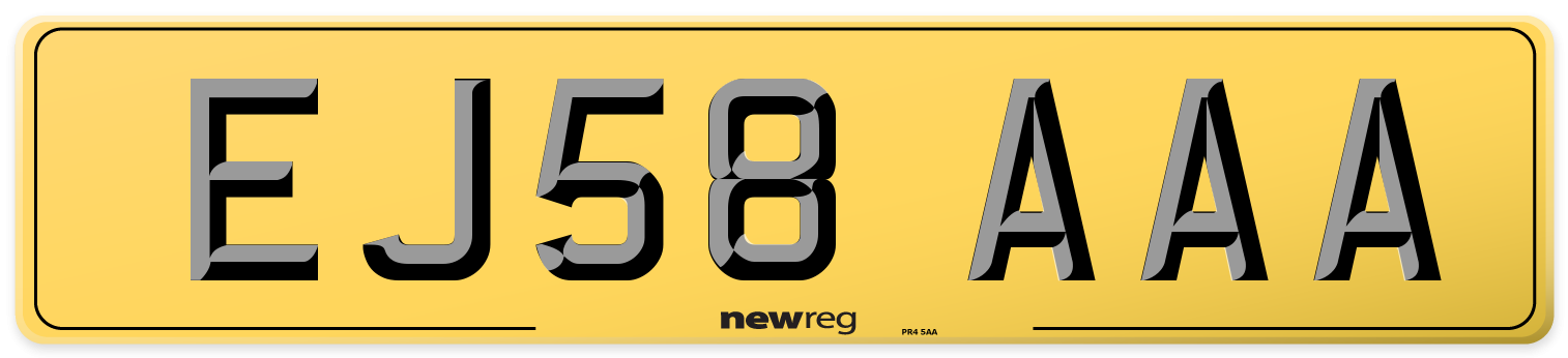 EJ58 AAA Rear Number Plate