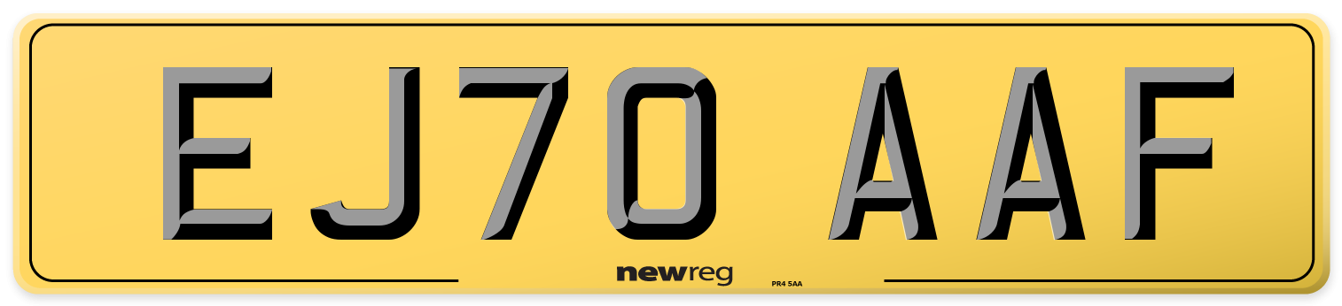 EJ70 AAF Rear Number Plate