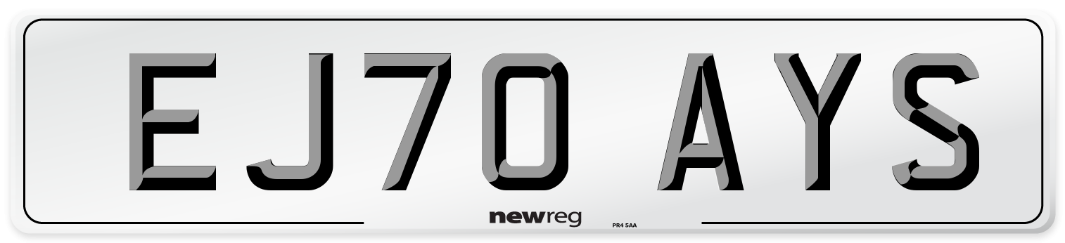 EJ70 AYS Front Number Plate
