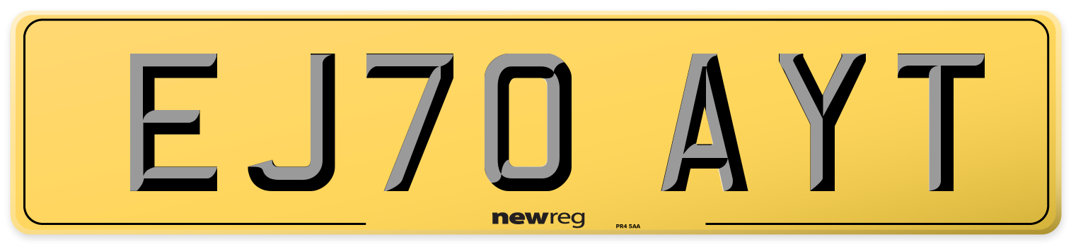 EJ70 AYT Rear Number Plate