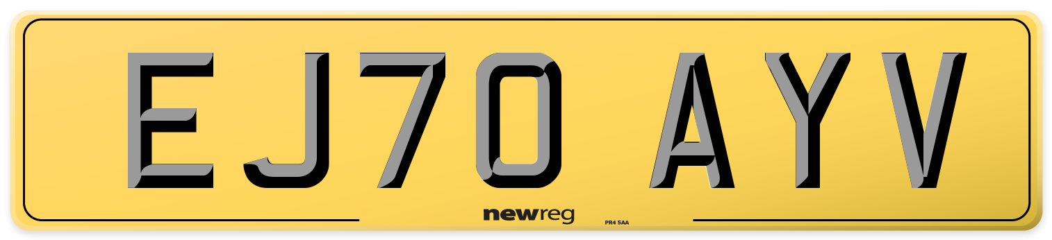 EJ70 AYV Rear Number Plate