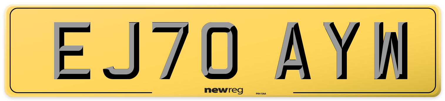 EJ70 AYW Rear Number Plate