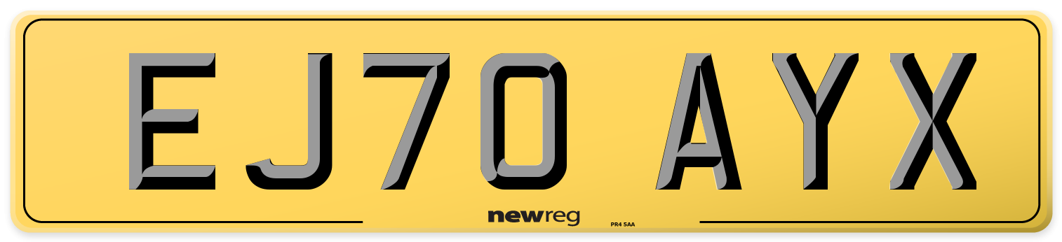 EJ70 AYX Rear Number Plate