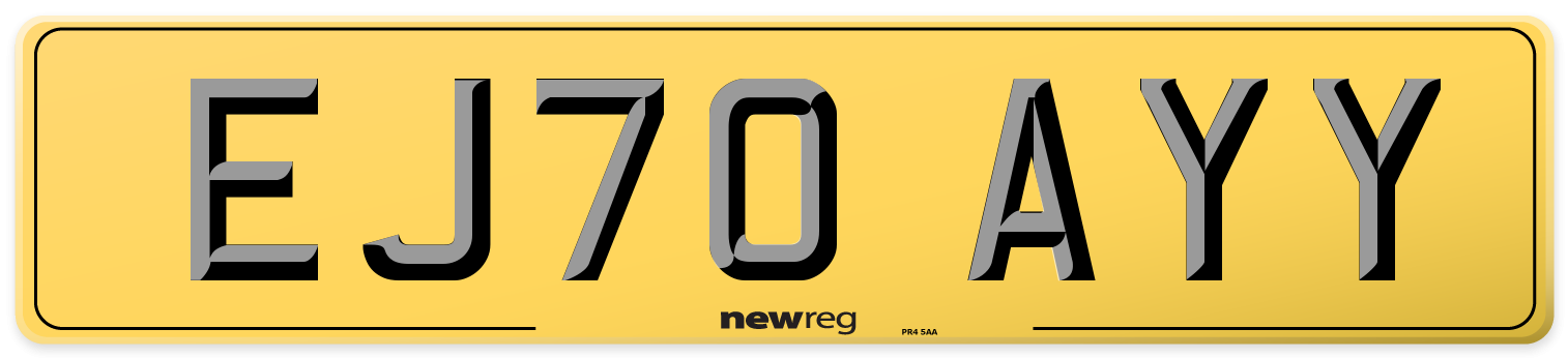 EJ70 AYY Rear Number Plate
