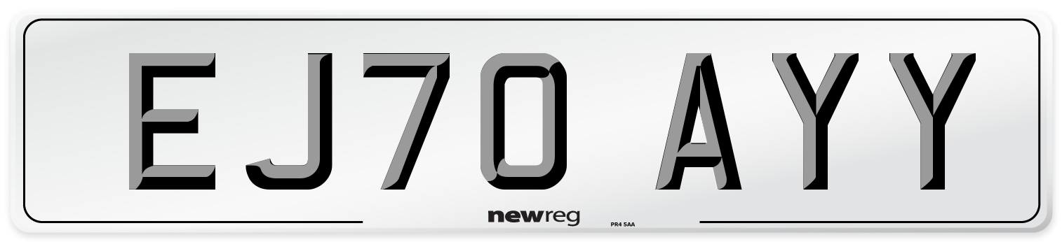 EJ70 AYY Front Number Plate