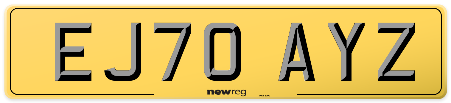 EJ70 AYZ Rear Number Plate