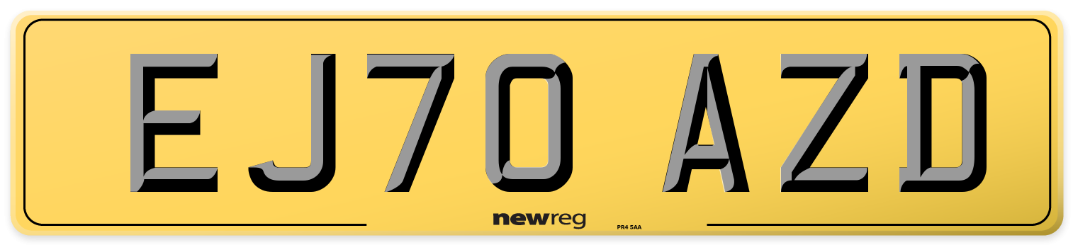 EJ70 AZD Rear Number Plate