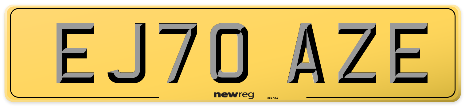 EJ70 AZE Rear Number Plate