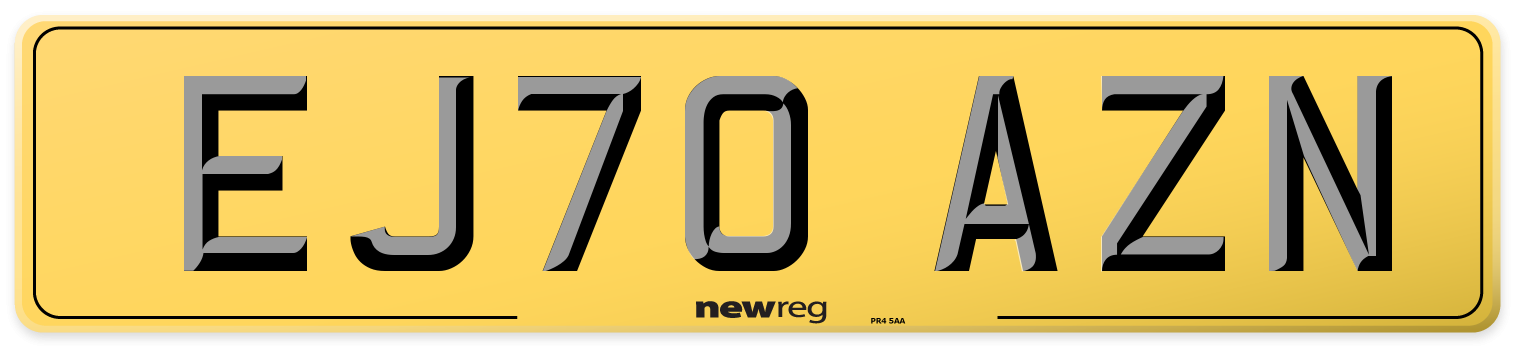 EJ70 AZN Rear Number Plate
