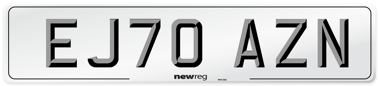EJ70 AZN Front Number Plate