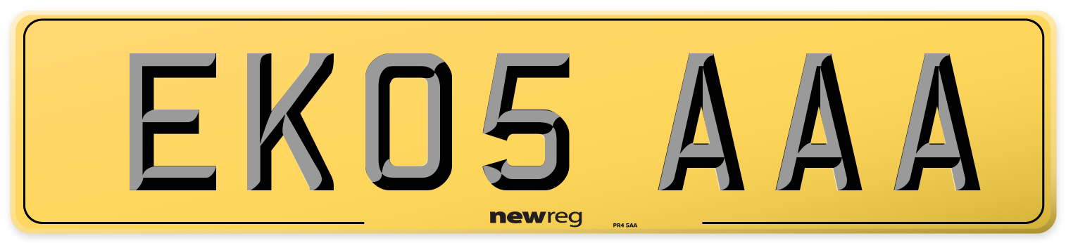 EK05 AAA Rear Number Plate