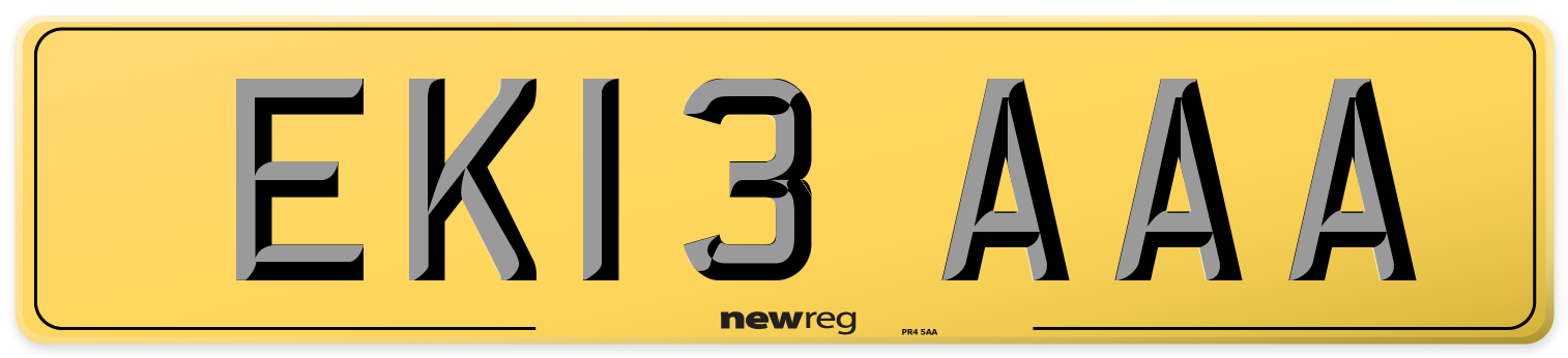 EK13 AAA Rear Number Plate