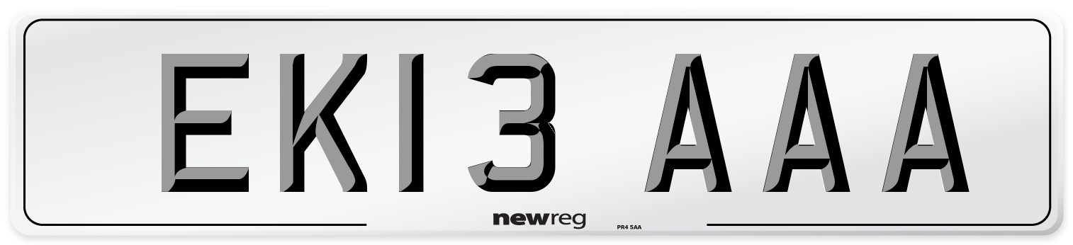 EK13 AAA Front Number Plate