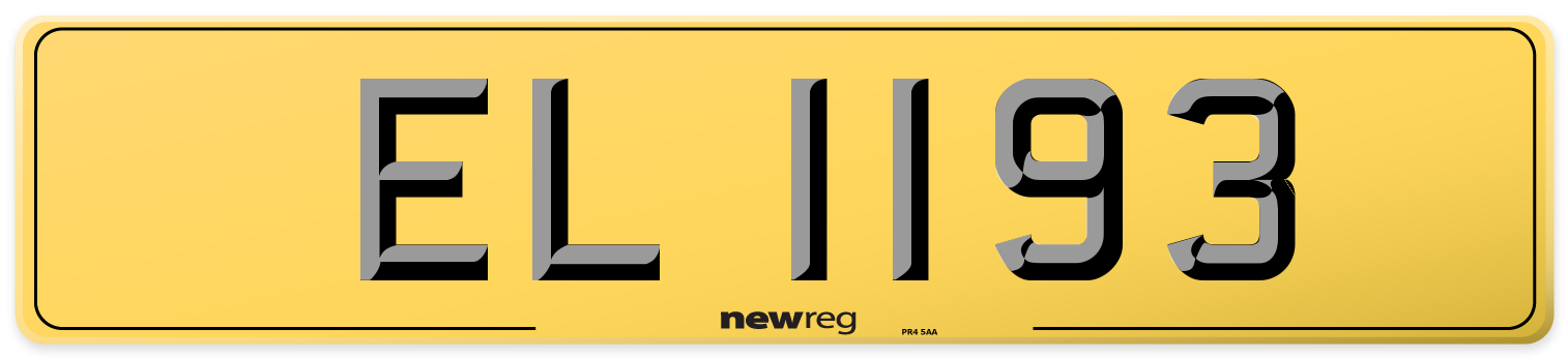 EL 1193 Rear Number Plate